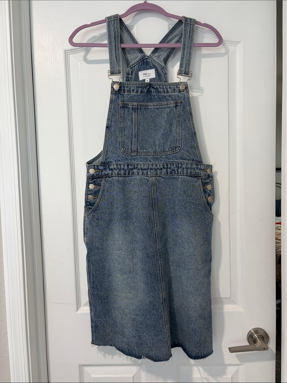 Denim Overall Midi Dress - Blue